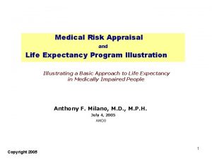 Medical Risk Appraisal and Life Expectancy Program Illustration