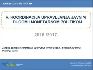 POGLAVLJE 5 223 246 str V KOORDINACIJA UPRAVLJANJA