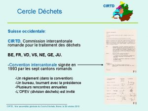 Cercle Dchets CIRTD Suisse occidentale occidentale CIRTD CIRTD