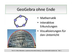 Geo Gebra ohne Ende Mathematik Interaktive Erkundungen Visualisierungen