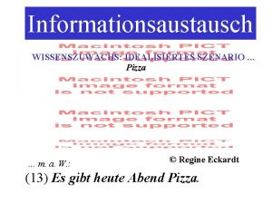 Informationsaustausch WISSENSZUWACHS IDEALISIERTES SZENARIO Pizza m a W