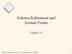 Schema Refinement and Normal Forms Chapter 19 Database