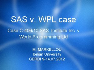 SAS v WPL case C40610 SAS Institute Inc