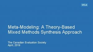 MetaModeling A TheoryBased Mixed Methods Synthesis Approach The