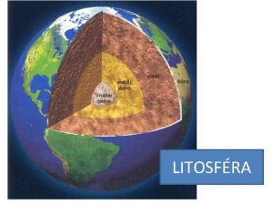 LITOSFRA Litosfra Litosfra je horninov obal Zem zemsk