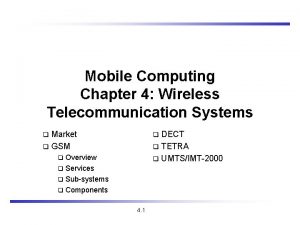 Mobile Computing Chapter 4 Wireless Telecommunication Systems Market