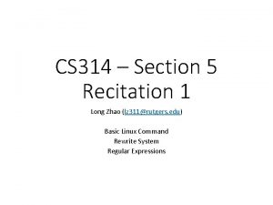 CS 314 Section 5 Recitation 1 Long Zhao