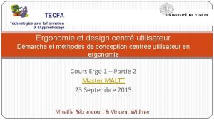 TECFA Technologies pour la Formation et lApprentissage Ergonomie