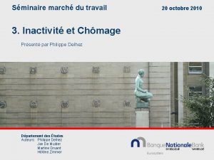 Sminaire march du travail 3 Inactivit et Chmage