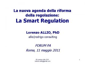 La nuova agenda della riforma della regolazione La