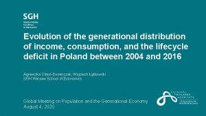 Evolution of the generational distribution of income consumption