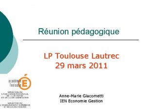 Runion pdagogique LP Toulouse Lautrec 29 mars 2011