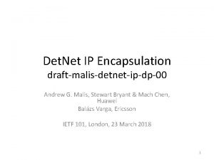 Det Net IP Encapsulation draftmalisdetnetipdp00 Andrew G Malis