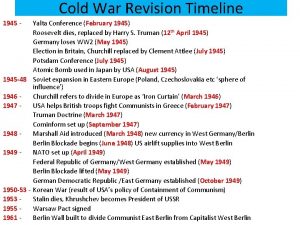 Cold War Revision Timeline 1945 Yalta Conference February