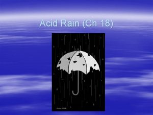 Acid Rain Ch 18 Also called Precipitation Can