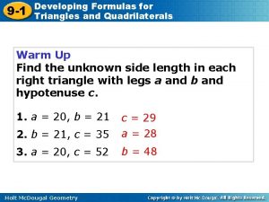 9 1 Developing Formulas for Triangles and Quadrilaterals