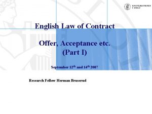 English Law of Contract Offer Acceptance etc Part