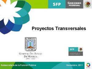 Proyectos Transversales Subsecretara de la Funcin Pblica Noviembre