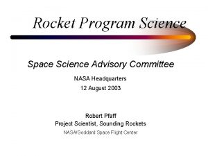Rocket Program Science Space Science Advisory Committee NASA