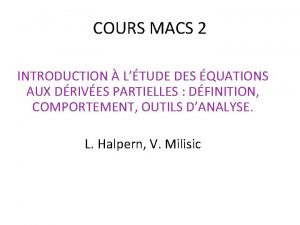 COURS MACS 2 INTRODUCTION LTUDE DES QUATIONS AUX