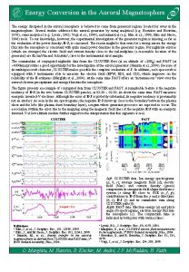 Energy Conversion in the Auroral Magnetosphere The energy