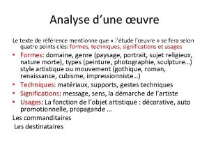 Analyse dune uvre Le texte de rfrence mentionne