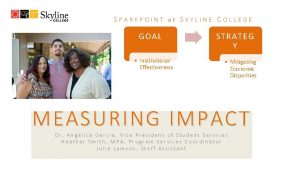 SPARKPOINT at GOAL Institutional Effectiveness SKYLINE COLLEGE STRATEG