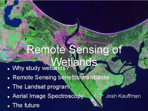 Remote Sensing of Wetlands Why study wetlands Remote