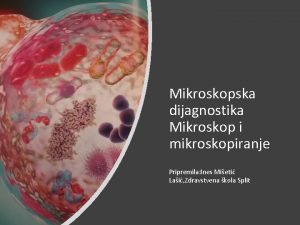 Mikroskopska dijagnostika Mikroskop i mikroskopiranje Pripremila Ines Mieti