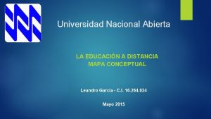 Universidad Nacional Abierta LA EDUCACIN A DISTANCIA MAPA