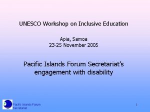 UNESCO Workshop on Inclusive Education Apia Samoa 23