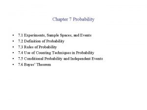 Chapter 7 Probability 7 1 Experiments Sample Spaces