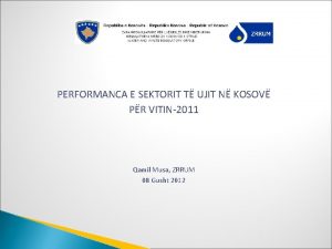 PERFORMANCA E SEKTORIT T UJIT N KOSOV PR