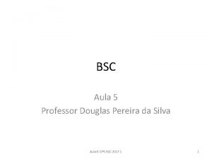 BSC Aula 5 Professor Douglas Pereira da Silva