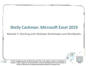 Shelly Cashman Microsoft Excel 2019 Module 5 Working