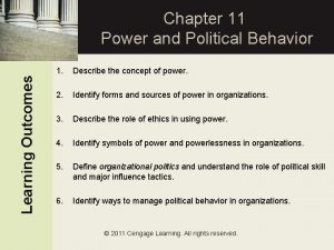 Learning Outcomes Chapter 11 Power and Political Behavior