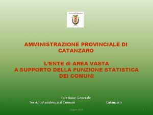 AMMINISTRAZIONE PROVINCIALE DI CATANZARO LENTE di AREA VASTA