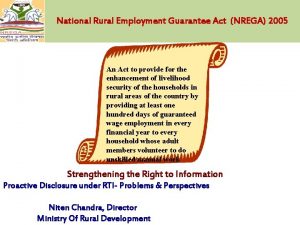 National Rural Employment Guarantee Act NREGA 2005 An