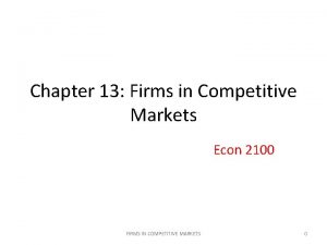 Chapter 13 Firms in Competitive Markets Econ 2100