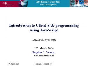 Introduction to ClientSide Web Development Introduction to ClientSide