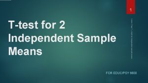 1 Cohen Chap 7 ttest for Independent sample