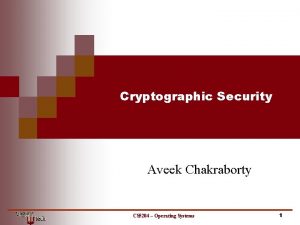Cryptographic Security Aveek Chakraborty CS 5204 Operating Systems
