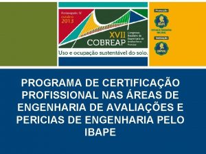 PROGRAMA DE CERTIFICAO PROFISSIONAL NAS REAS DE ENGENHARIA