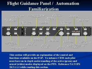 Flight Guidance Panel Automation Familiarization This section will
