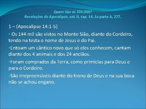 Quem So os 144 000 Revelaes do Apocalipse