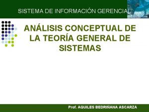 SISTEMA DE INFORMACIN GERENCIAL ANLISIS CONCEPTUAL DE LA