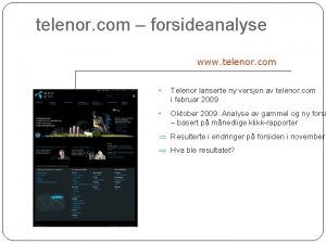 telenor com forsideanalyse www telenor com Telenor lanserte