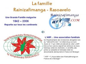 La famille Rainizafimanga Rasoavelo Une Grande Famille malgache