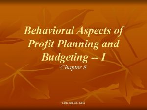 Budgeting and human behavior