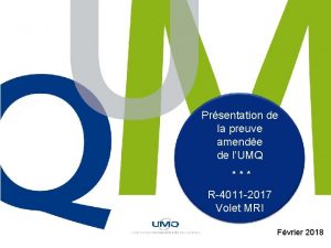 Prsentation de la preuve amende de lUMQ R4011